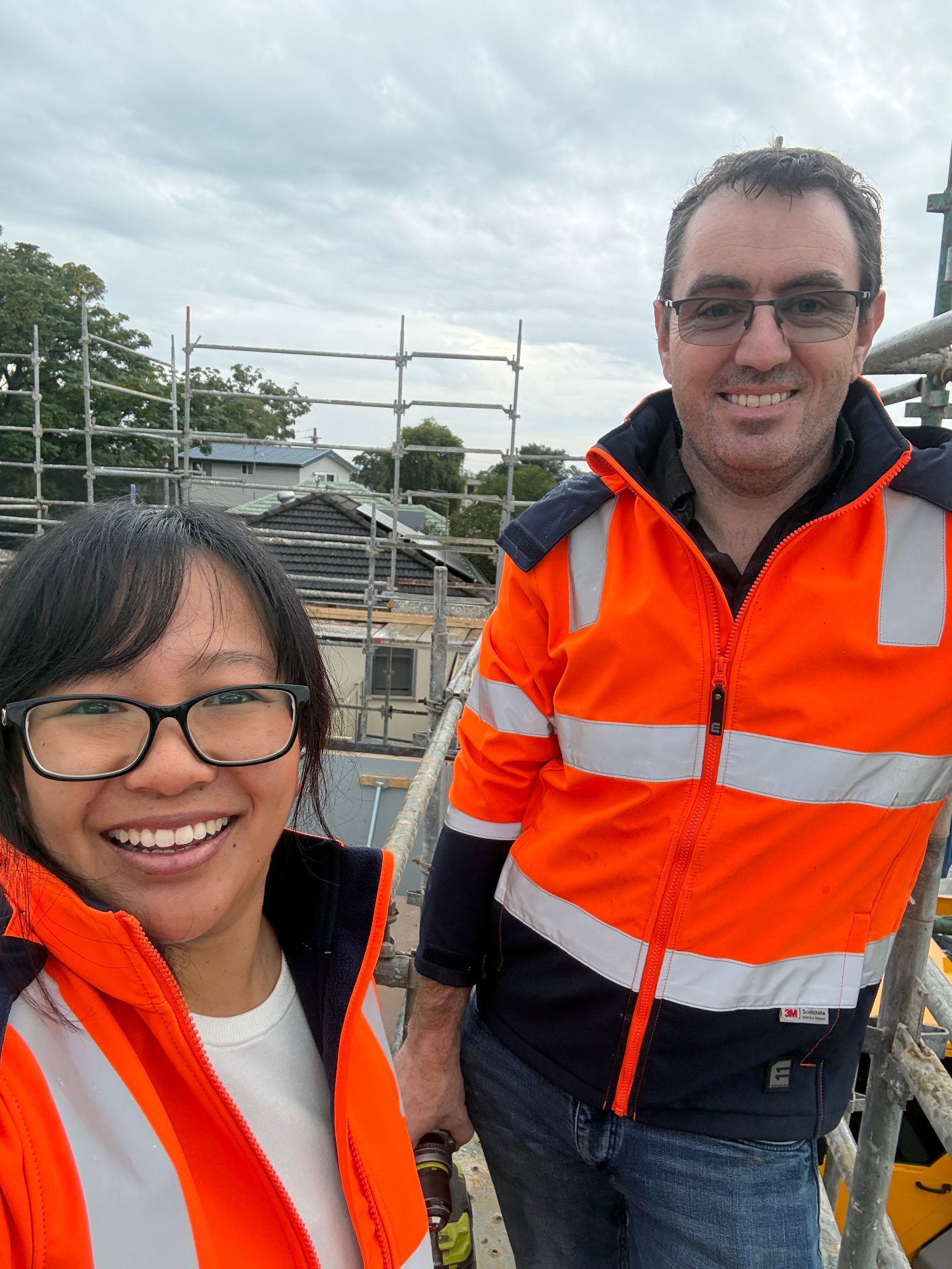 Joyce and Evan on a site visit